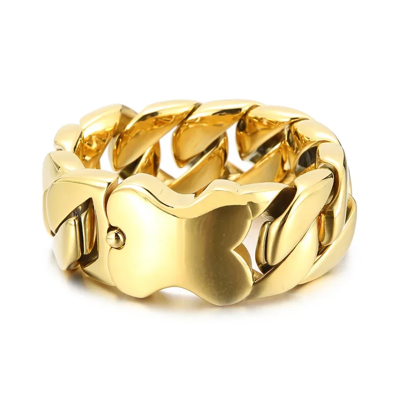 AliExpress - 31mm lourd Punk 18k couleur or cubain gourmette chaîne Bracelet hommes femmes Hiphop mat brosse en acier inoxydable vélo Biker Bracelet 