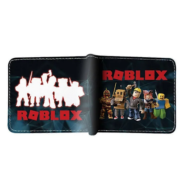 Roblox 3D Mønster Pengeskrin PU Tegnebog Børn Drenge Piger Tegneserie Kort Dobbelt ID Kort Holder Pengeskrin Gave {DB}