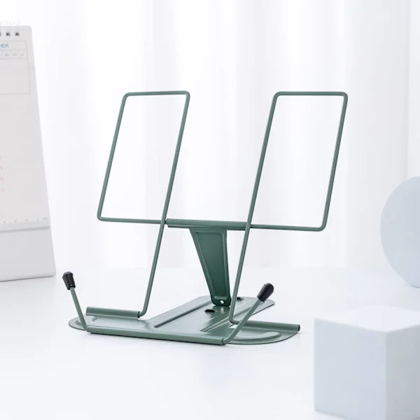 Bogstøtte til læsning, Bogstøtte til køkken, Justerbar metalholder til skrivebordslærebog Materiale Tablet Bogstøtte til display (Morandi Grøn)