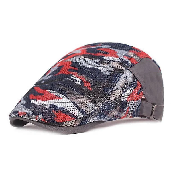 MIMIGO Herr Kamouflage Basker Herr Andningsbar Mesh Sommarhatt Platta Keps Basker Ivy Gatsby Newsboy Kepsar
