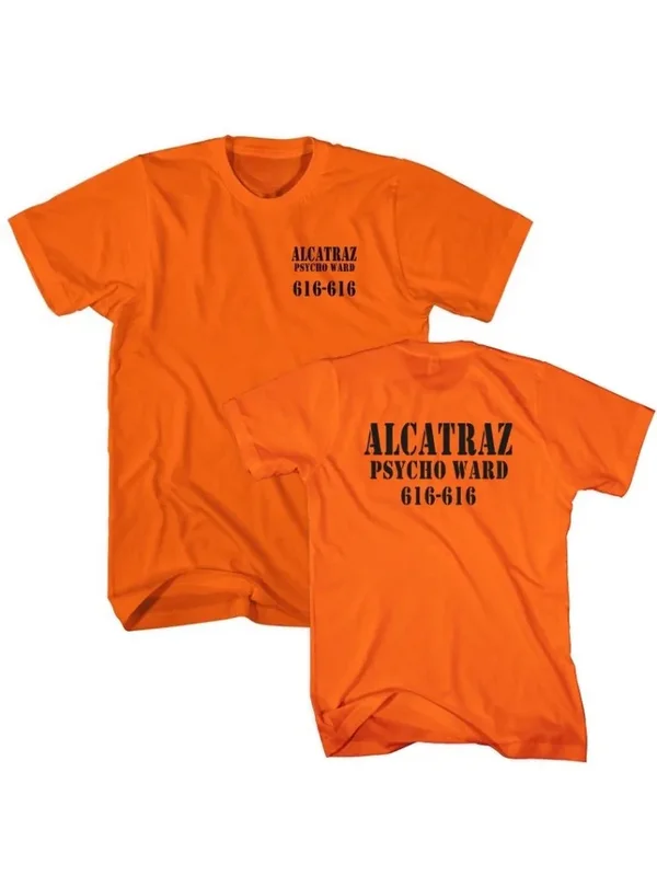 AliExpress - Alcatraz Psycho Ward T-Shirt Gefangener Halloween Orange T-Shirts Kostüm Halloween Outfit für Männer Sträfling Sommer Lässige 