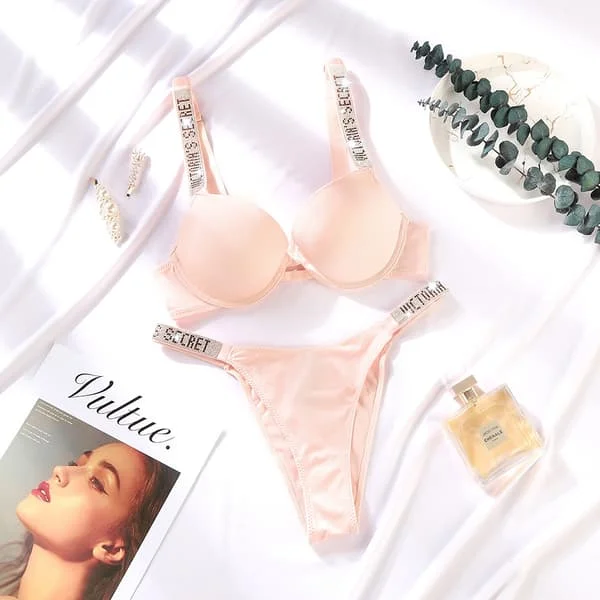 Sexy Underkläder Komfort Kvinner Sett Push Up BH Victoria's Secret Underkläder Sett Kvinnelig Underkläder Vetement Femme Rosa Pink