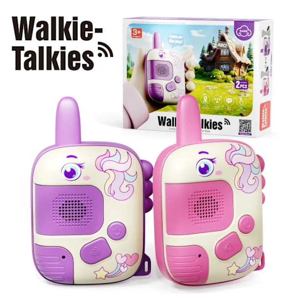 Barne-walkie-talkie med lang rekkevidde, trådløs overføring, utendørs samtale, tegneserieleketøy med snor