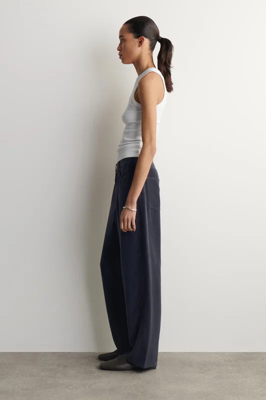 COS Women's Pantaloni In Seta Effetto Denim in Blu