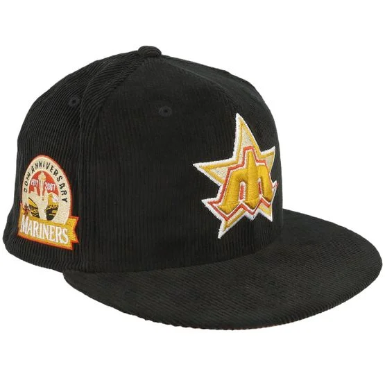 New Era - Seattle Mariners Caramel Cord 59FIFTY Black Fitted Fitted Black Cap - MLB @ Hatstore