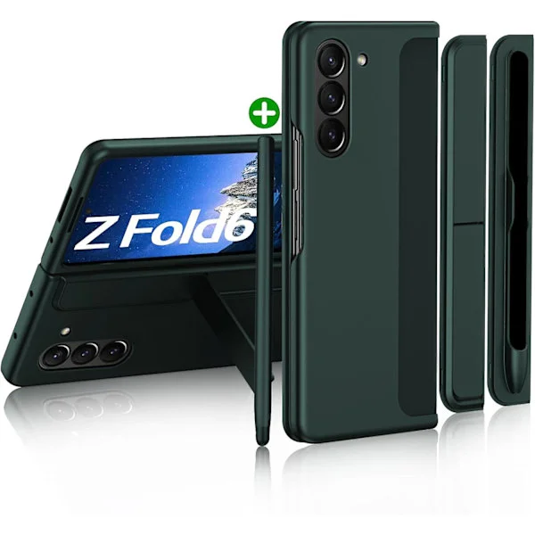 Case for Samsung Galaxy Z Fold 6 with S Pen, Replaceable S Pen Holder & Kickstand, Matte PC, Shockproof Full Body Protection