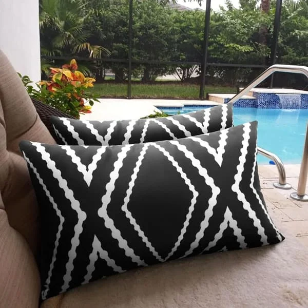 2 stk. Vanntette Boho Putetrekk for Utendørs Geometriske Putetrekk for Terrasse Hagesofa Pute