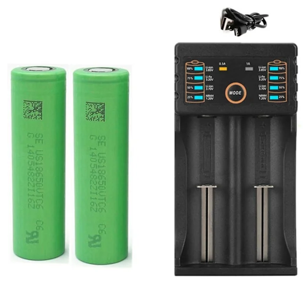 18650 Lithium Batterilader Lommelygte 18650 Genopladelig Batteri VTC6 3000MAh Batteri + USB-lader