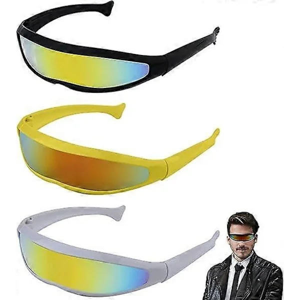 Futuristiska Glasögon - 3st Rymd Solglasögon Alien Glasögon set, Roliga Glasögon Tillbaka till Framtiden, Cyberpunk Glasögon Neon Glasögon Rekvisita 