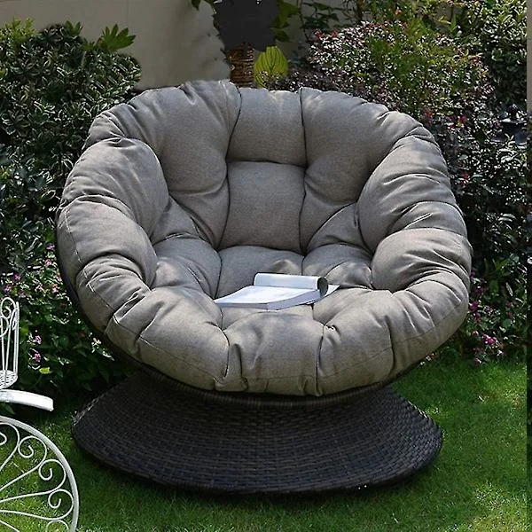 Stol Pude, Rund Hængende Æg Hængekøje Stol Puder med Bånd Quiltet Design Gyngestol Puder til Indendørs Udendørs Grå 130cm (51 tommer)【HY】-XF27-