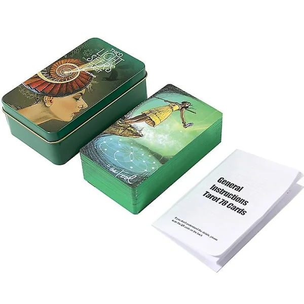 Tinnboks Lys Seere Tarotkort Spådom Divinasjon Deck Festkortspill W/manual