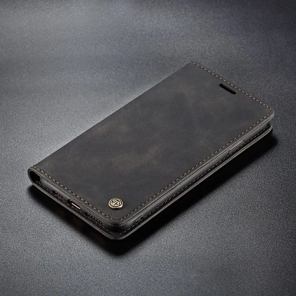 For Samsung Galaxy S25FE Leather Wallet Case with Card Slots & Stand, Slim-FX- Black