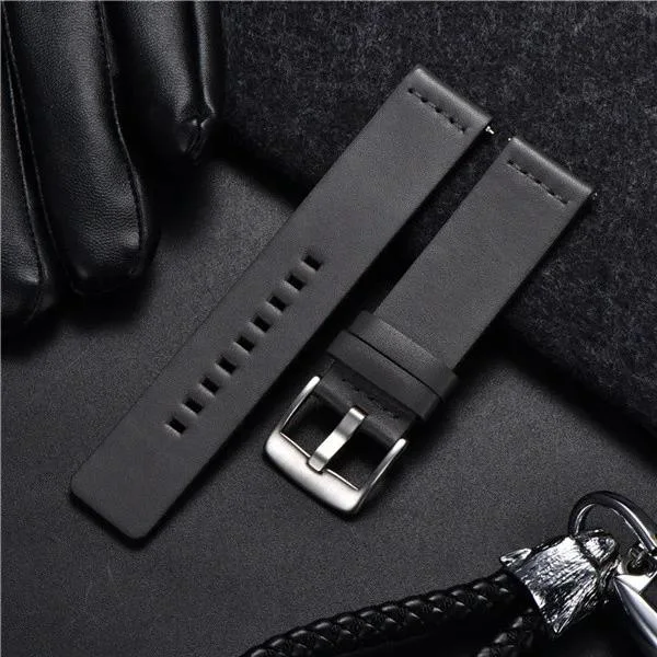 Äkta Läderarmband för Samsung Galaxy Gear S3 Klocka Armband för Sport Smart Klocka Snabbkoppling Klockarmband 18 20 22mm