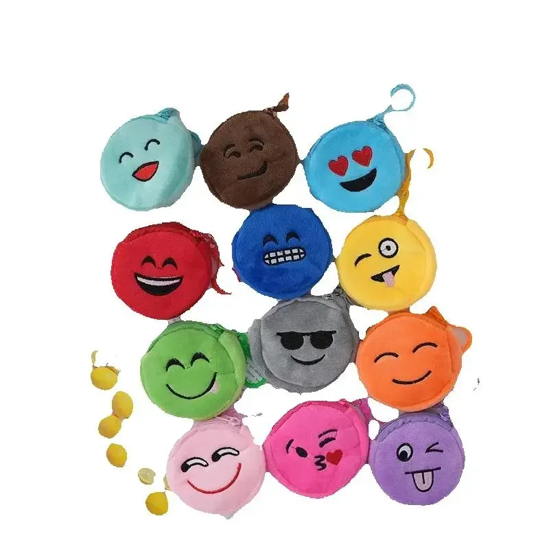 AliExpress - 10/30/50PCS porte-monnaie rond style mixte et expression de couleur porte-monnaie dessin animé broderie petit sac porte-monnaie sac en 