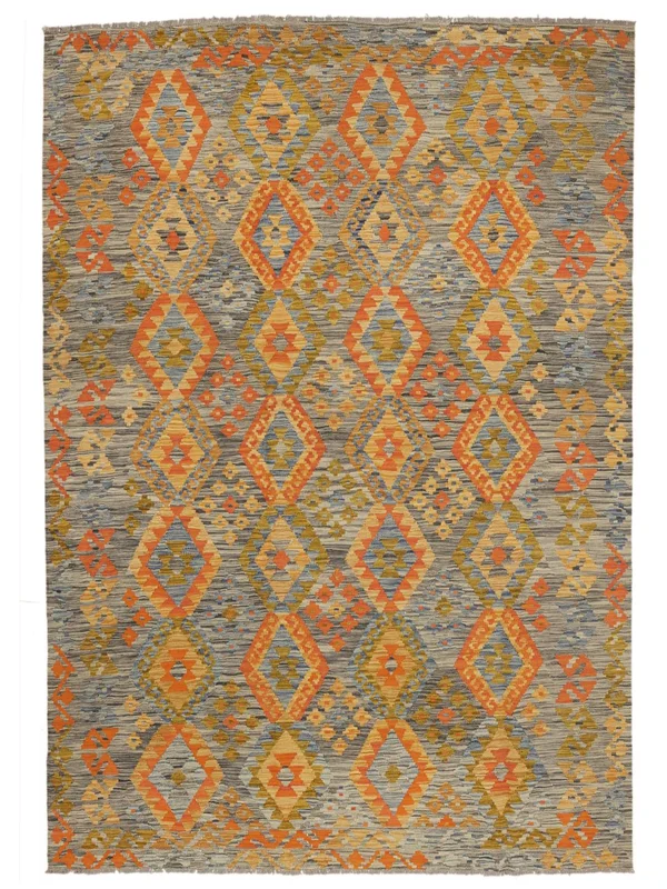 Handvävd Kelim Afghan Old Style 202X295 Ullmatta Brun