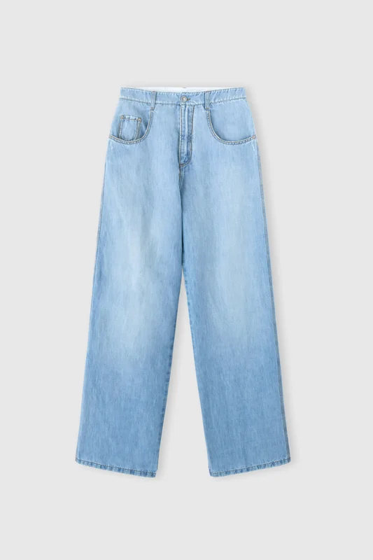 Ermanno Scervino Baggy trousers in chambray linen-cotton