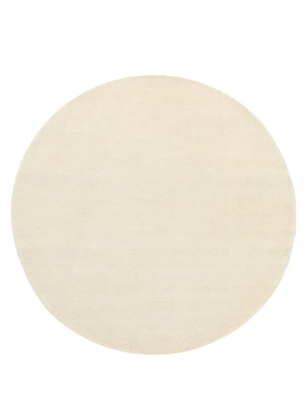 Plain (Single Colored) Small Handloom Rug - Ivory White Ø 100 Wool, Scandinavian Style