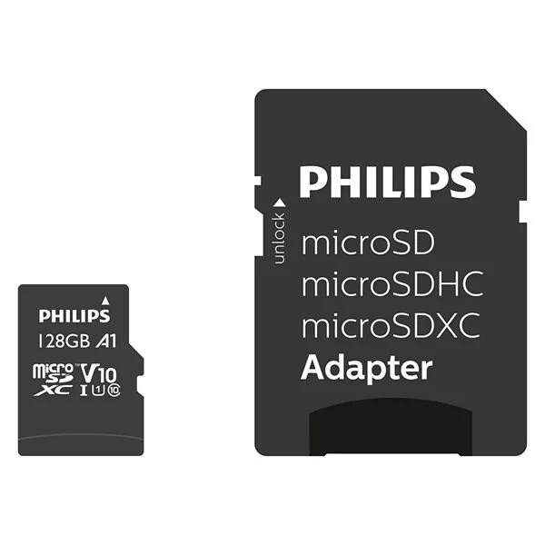 Philips 128 GB microSDXC Class 10 UHS-I U1 minnekort / microSD-kort / minnekort for smarttelefon kamera nettbrett