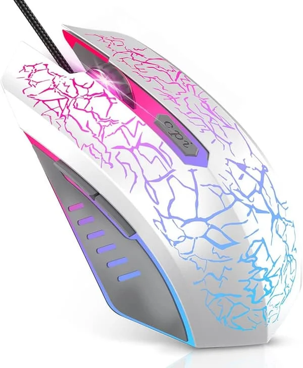 Spillmus, kablet USB optisk mus med 2400 DPI, 6 knapper for datamaskin PC Laptop, RGB spillmus 4 justerbare DPI-nivåer