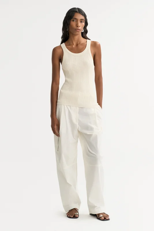 Soft Goat - Fine knit rib singlet - Kashmirtröja dam - S - Ivory