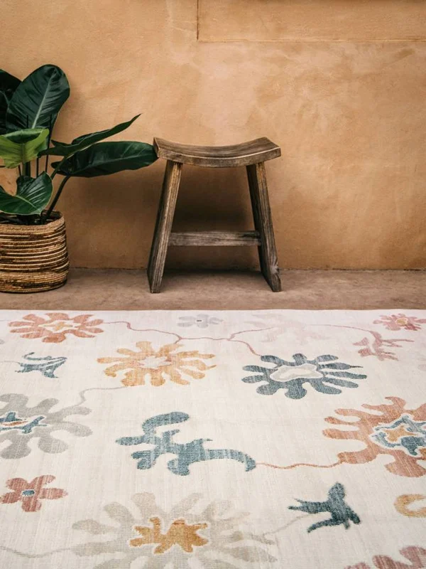 Washable Indoor/Outdoor Rug Blush Flower Multicolor (Pastel) Oeko-Tex