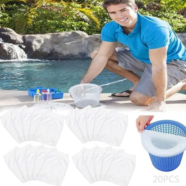 20 st Pool Skimmer Strumpor, Elastiska Nylonfilter, Kan Fånga Löv