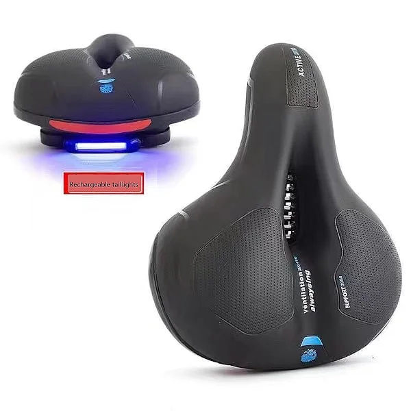 Polkupyörän satula, muistivaahtomuovinen polkupyörän satula mukava pehmeä ladattavalla takavalolla, ontto ergonominen polkupyörän istuin heijastimella