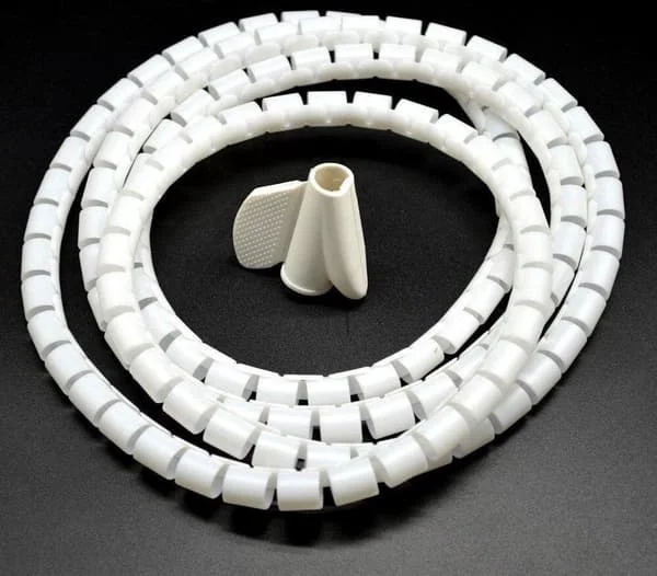 Spiral Cable Sleeve - 2 meters - Diameter 20mm - Can be cut to size - Includes threading tool - Cable management - White