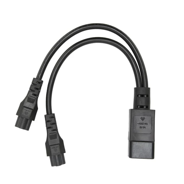 Splitter Power Cord IEC320 C14 Male to Dual IEC320 C5 Female Power Cable for Laptop Power Adapter 100‐250V