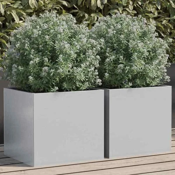 vidaXL Höjda Sängar 2 st, Blomlådor, Blomkrukor, Växtlådor, Blomlådor Trädgård Patio Terrass, Silver 841546