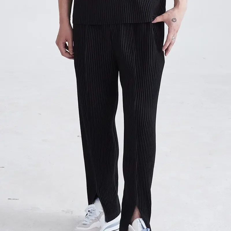 AliExpress - Miyake printemps été 2025 pantalon plissé pantalon fendu homme pantalon drapé sensation plissée décontracté mode pantalon droit ample