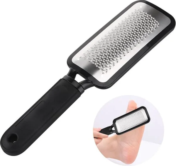 2-pack Fotfilar i Rostfritt Stål, Grov och Fin, för Fotvård och Pedikyr (Svart)