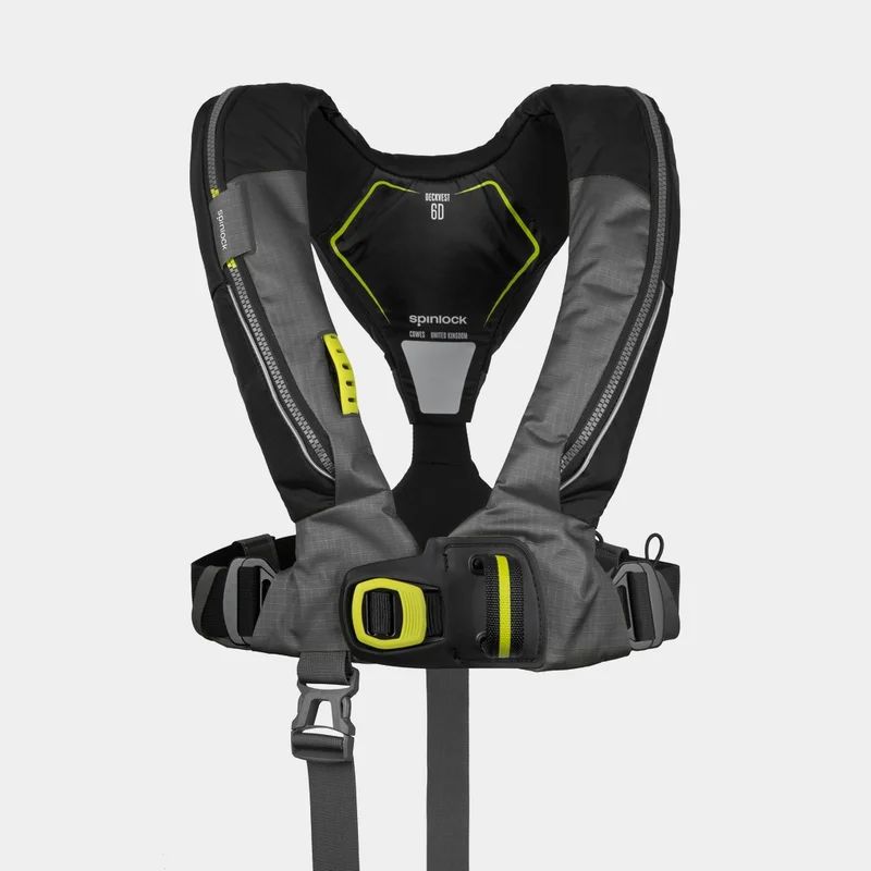 Nafukovací záchranná vesta Spinlock Deckvest 6D 170N Black, automatická + CO2 patrona 33 gramů, Univerzální velikost (50+ kg)