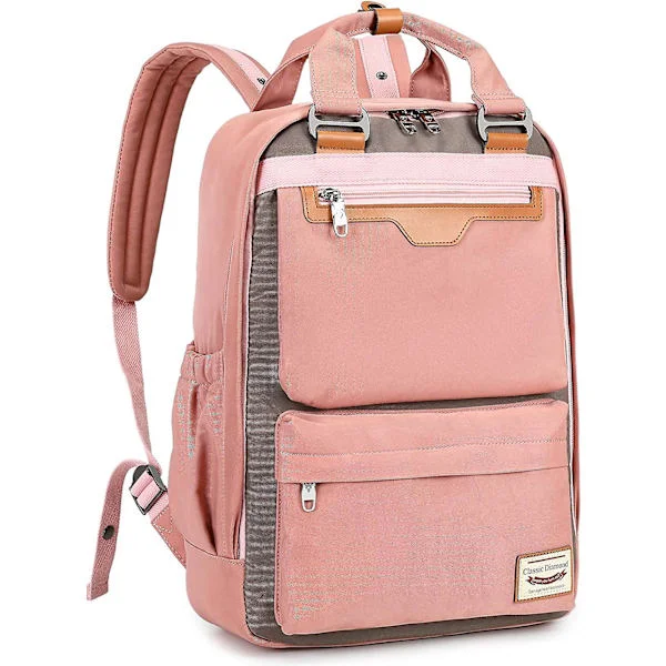 Rygsæk Dame, 15,6 tommer Laptop Rygsæk Computer Rygsæk Håndtaske Skoletaske Til Rejser/forretning/universitet/kvinder/mænd/damer - Rosa