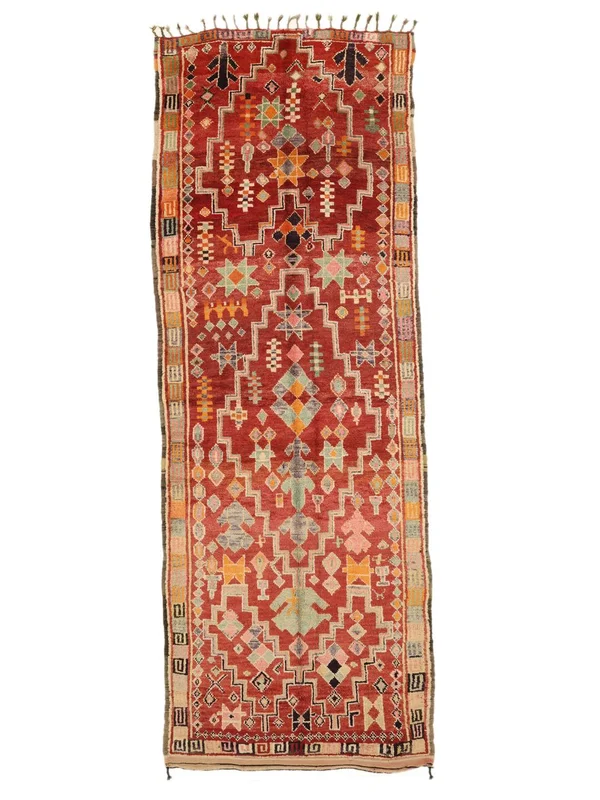 Berber Moroccan - Mid Atlas Vintage 161X445 Runner Brown/Dark Red Wool
