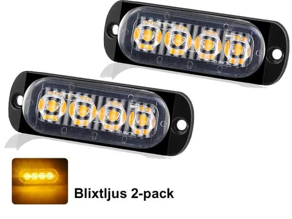 markeringsljus blixtljus orange ledlampor 2-pack 12v 24v led