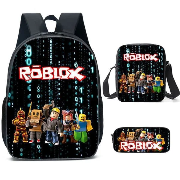 Student Backpack, Cartoon Kids Backpack 3-Piece Set - 17-inch Backpack + Shoulder Bag + Pencil Case - Style 17