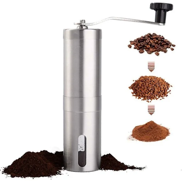 Manual Stainless Steel Coffee Grinder, Hand Coffee Grinder with Ceramic Grinding Disc for Aeropress, Brewed Coffee