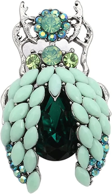Grøn Retro Bille Rhinestone Broche Dyre Insekt Nål Frakke Jakkesæt Tøj Tilbehør Mode Smykker Gave til Kvinder Børn