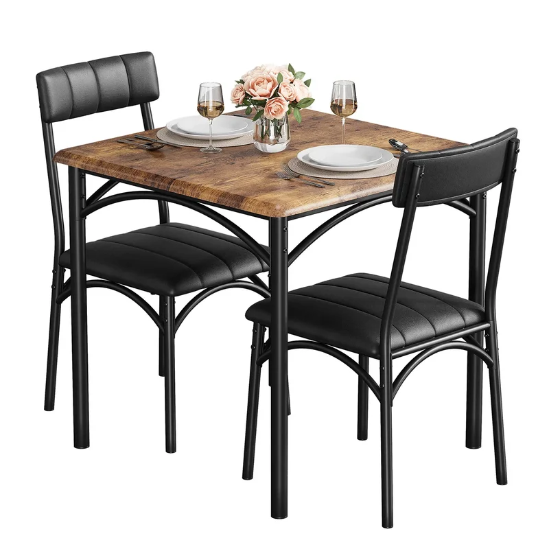 AliExpress - 3-teiliges Esstisch-Set für 2 Personen – platzsparender Küchentisch und gepolsterte Stühle, Möbel für Apartments, kleine Esszimmer
