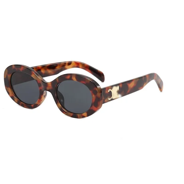 High-Quality Celinn Selin Internet Celebrity Arc De Triomphe Sunglasses Golden Logo Oval Sunglasses Brown