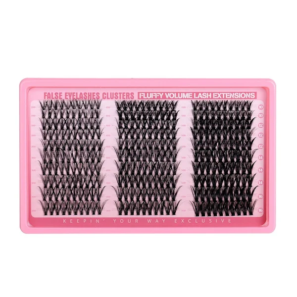 Lösögonfransar Kluster Kit: 30D+40D+50D Blandade Volymfransar, Naturligt Utseende, Anpassningsbara Längder 10-16mm, 300st