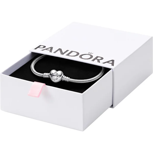 PANDORA Hjärtlås Ormkedjearmband - Hjärtlås - Romantiska Smycken för Henne med Presentask - Kompatibla Moments Berlocker - Sterling Silver - 9"