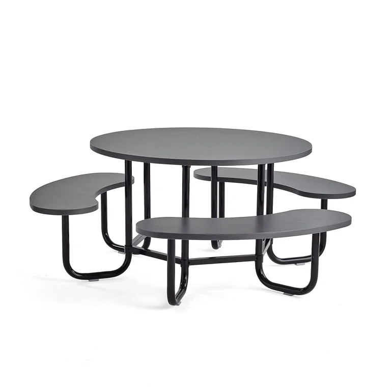 Seating group OCTO, anthracite benches, black frame