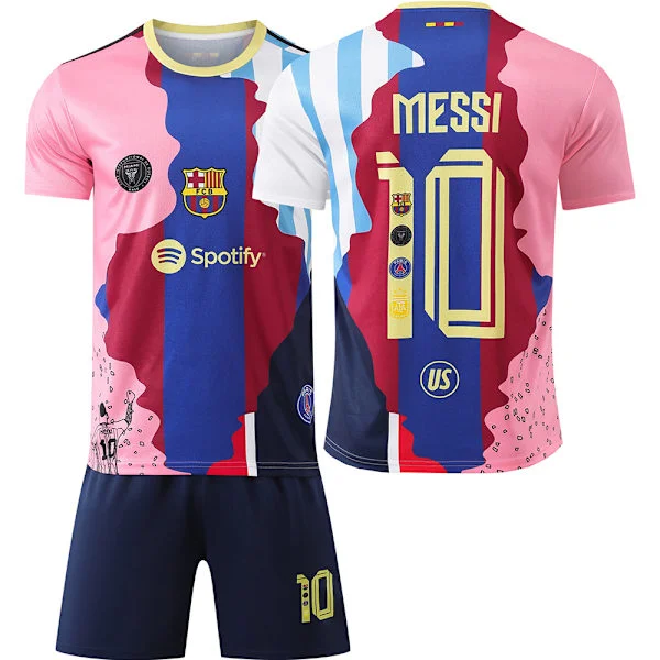 KZQ-2025-2026 Barcelona Juhlaversio Messi No. 10 Argentiina Retro Jalkapallopaita Miami Lasten Aikuisten Pelipaita Setti Messi No.10 Messi No.10