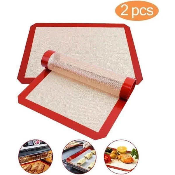 2 stk. silikone bagemåtte 40x30 cm, sund silikone bagemåtte til ovn, non-stick og genanvendelig silikone, sa
