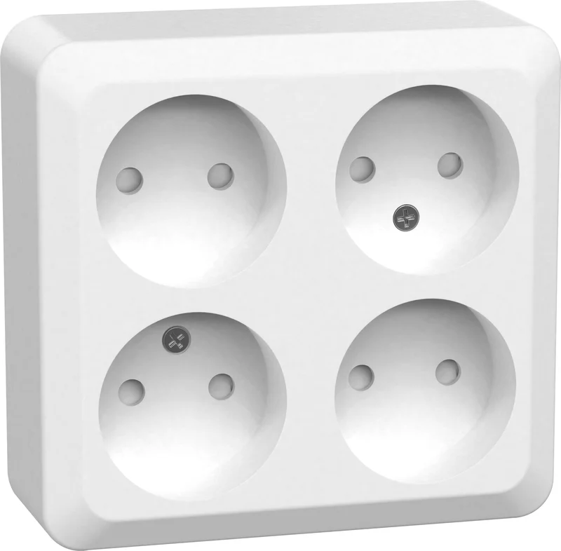 Gelia Connect 2 Home Vägguttag 4-vägs, utanpåliggande, ojordat, Strömbrytare & vägguttag