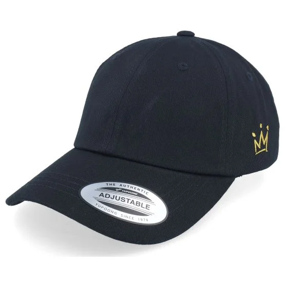 Iconic - Zwart unconstructed Cap - Crown Side Embroidered Black Dad Cap @ Hatstore