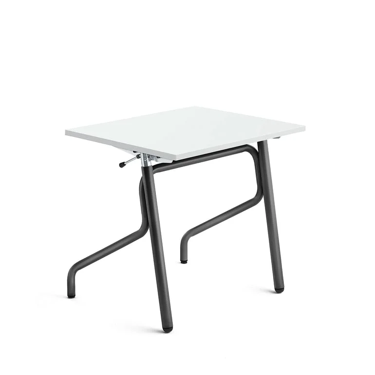 Sit-stand student desk ADJUST, 700x600 mm, high pressure laminate, white, anthracite