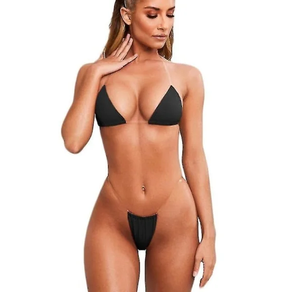 Osynlig rem bikini bikini enfärgad dam badkläder bikini tvådelad set en storlek(multi )